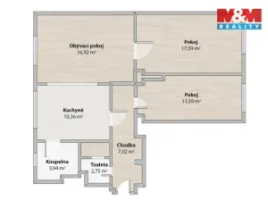 Prodej bytu 3+1, Srby, 72 m2