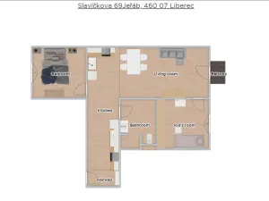 Pronájem bytu 3+kk, Liberec - Liberec III-Jeřáb, Slavíčkova, 68 m2