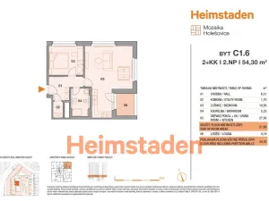 Pronájem bytu 2+kk, Praha - Holešovice, U Pergamenky, 54 m2