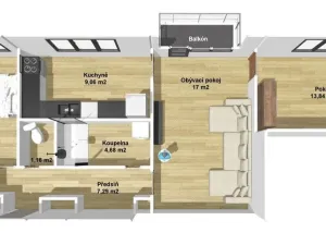 Prodej bytu 3+1, Planá, Wolkerova, 66 m2