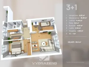 Prodej bytu 3+1, Pardubice, Ohrazenická, 62 m2