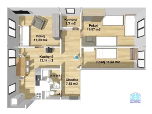 Prodej bytu 3+1, Hošťka, 64 m2