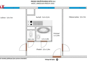 Prodej bytu 2+1, Most, Jaroslava Průchy, 53 m2