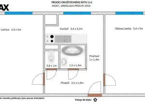 Prodej bytu 2+1, Most, Jaroslava Průchy, 53 m2