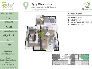Prodej bytu 2+kk, Skorkov - Otradovice, 49 m2
