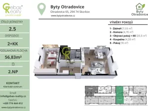 Prodej bytu 2+kk, Skorkov - Otradovice, 57 m2