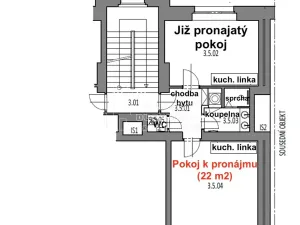 Pronájem pokoje, Praha - Kobylisy, Střelničná, 22 m2