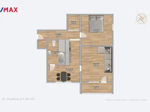 Prodej bytu 2+1, Třebíč - Nové Dvory, Fr. Hrubína, 52 m2
