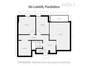 Pronájem bytu 3+kk, Pardubice, Na Labišti, 61 m2