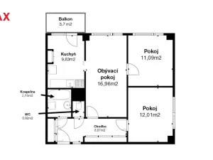 Prodej bytu 3+1, Praha - Záběhlice, Zvonková, 62 m2