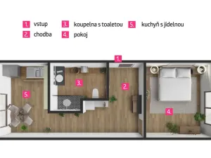 Pronájem bytu 1+1, Třebíč, Maxima Gorkého, 31 m2