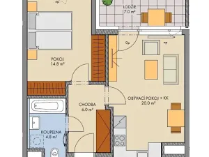 Prodej bytu 2+kk, Praha - Hlubočepy, Vítové, 47 m2