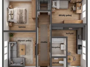 Prodej bytu 3+1, Konice, Sportovní, 64 m2
