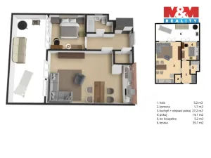 Pronájem bytu 2+kk, Praha - Prosek, Čakovická, 55 m2