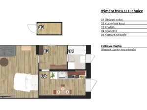 Prodej bytu 1+1, Brno - Jehnice, Zámezí, 42 m2