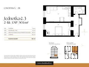 Prodej bytu 2+kk, Praha - Vinohrady, Chodská, 50 m2