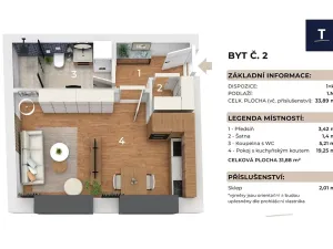 Prodej bytu 1+kk, Brno, Banskobystrická, 34 m2