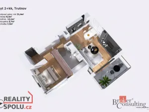 Prodej bytu 2+kk, Trutnov - Horní Předměstí, Chodská, 46 m2