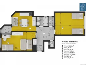 Prodej bytu 2+1, Praha - Nové Město, Na slupi, 69 m2