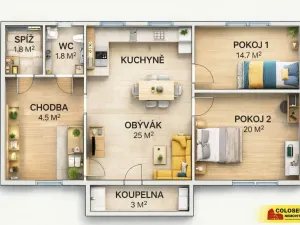 Prodej bytu 2+1, Zastávka, 69 m2