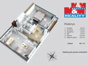 Pronájem bytu 2+1, Ústí nad Labem - Severní Terasa, Stavbařů, 62 m2