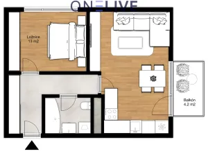 Pronájem bytu 2+kk, Plzeň, Střední cesta, 51 m2