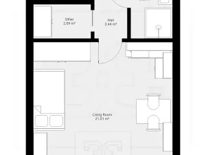 Pronájem bytu 1+kk, Praha - Kbely, Pod Nouzovem, 31 m2