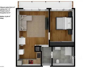 Pronájem bytu 2+kk, Praha - Hlubočepy, Wassermannova, 49 m2