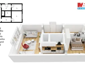 Pronájem bytu 3+kk, Praha - Karlín, Molákova, 56 m2