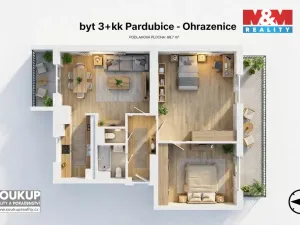 Prodej bytu 3+kk, Pardubice - Ohrazenice, Trnovská, 69 m2