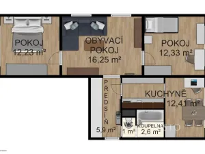 Prodej bytu 3+1, Písek - Pražské Předměstí, Na Stínadlech, 64 m2