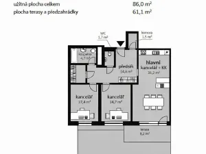 Pronájem kanceláře, Praha - Vysočany, Pechmanových, 91 m2