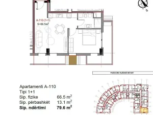 Prodej bytu 2+kk, Kavaja, Albánie, 66 m2