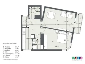 Pronájem bytu 2+1, Praha - Holešovice, U Uranie, 55 m2