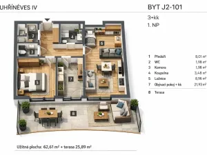 Prodej bytu 3+kk, Praha, Ke kříži, 63 m2