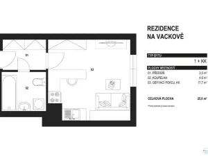 Prodej bytu 1+kk, Praha - Žižkov, Olgy Havlové, 26 m2