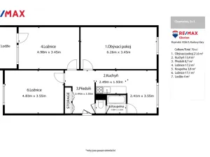 Prodej bytu 3+1, Chomutov, Borová, 77 m2