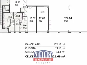 Pronájem kanceláře, České Budějovice, Rudolfovská tř., 225 m2