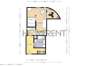 Pronájem bytu 2+kk, Praha - Motol, Jeřabinová, 43 m2