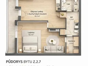 Pronájem bytu 2+kk, Hradec Králové - Třebeš, Ve Stromovce, 58 m2