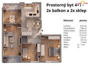 Prodej bytu 4+1, České Budějovice - České Budějovice 2, Prachatická, 88 m2