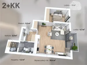 Prodej bytu 2+kk, Praha - Vysočany, V Předním Hloubětíně, 61 m2