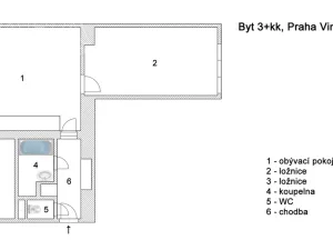 Pronájem bytu 3+kk, Praha - Vinohrady, Nad Primaskou, 56 m2