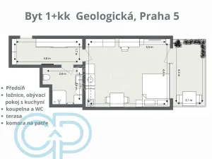 Prodej bytu 1+kk, Praha - Hlubočepy, Geologická, 48 m2