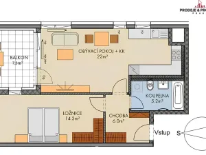 Pronájem bytu 2+kk, Praha - Vysočany, Pod Harfou, 55 m2