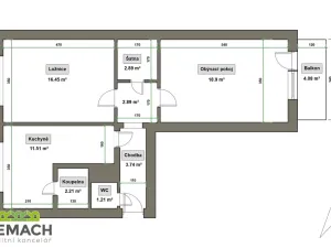 Prodej bytu 2+1, Uherský Brod, Osvoboditelů, 60 m2