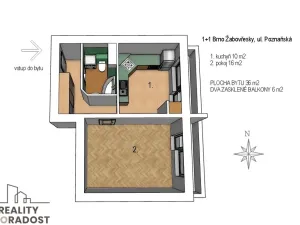 Pronájem bytu 1+1, Brno, Poznaňská, 40 m2