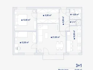 Prodej bytu 3+1, Brno - Líšeň, Štefáčkova, 74 m2