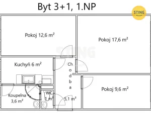Prodej bytu 3+1, Pardubice, Ohrazenická, 57 m2