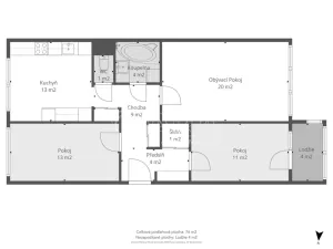 Prodej bytu 3+1, Praha - Černý Most, Vybíralova, 77 m2